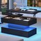 Coffee Table with Lift Top, LED Lights and Storage Shelves for Living Room